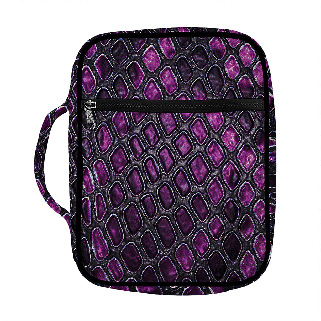 Purple Snakeskin Print Front Pocket Bible Bag