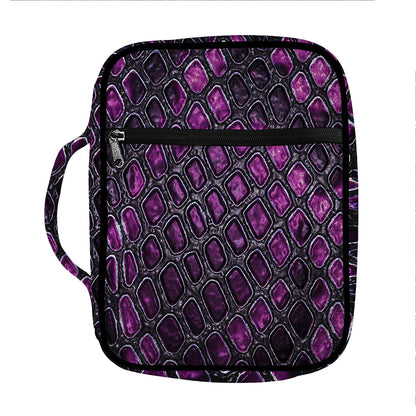 Purple Snakeskin Print Front Pocket Bible Bag