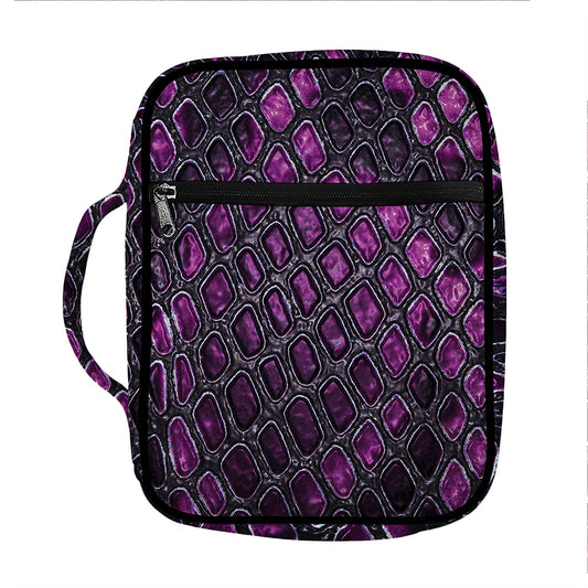 Purple Snakeskin Print Front Pocket Bible Bag