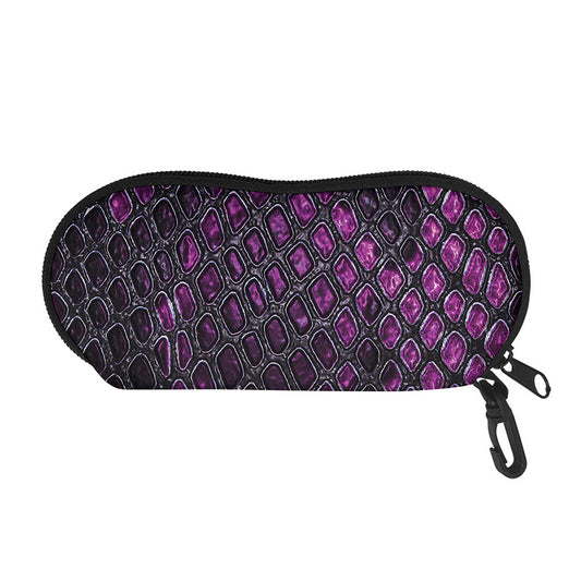 Purple Snakeskin Print Glasses Case