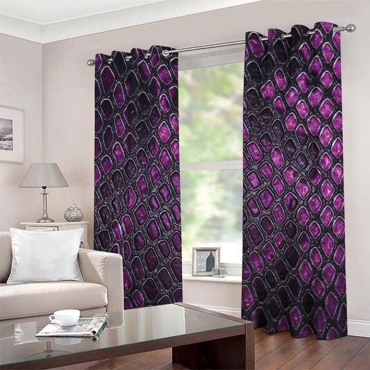 Purple Snakeskin Print Grommet Curtains