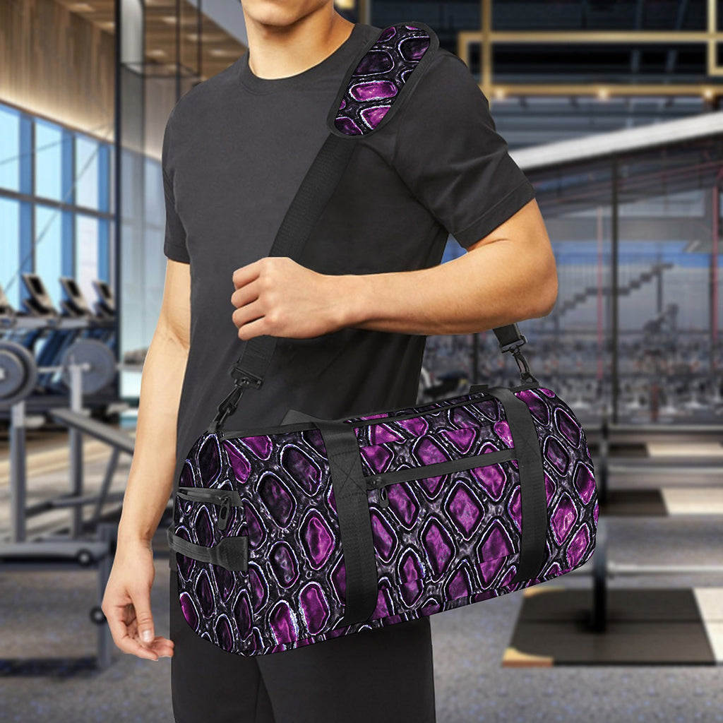 Purple Snakeskin Print Gym Bag