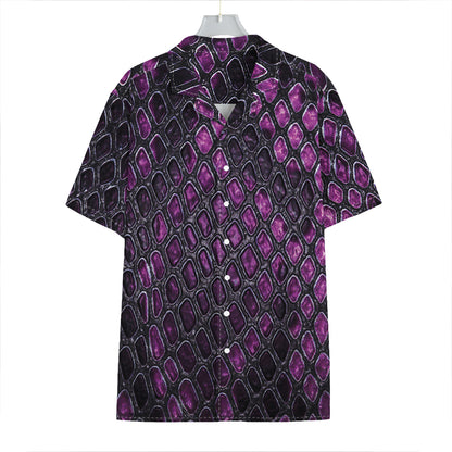 Purple Snakeskin Print Hawaiian Shirt