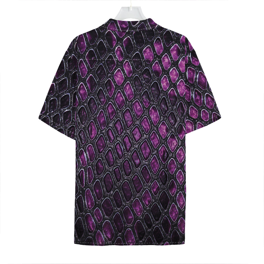 Purple Snakeskin Print Hawaiian Shirt