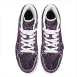 Purple Snakeskin Print High Top Leather Sneakers