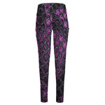 Purple Snakeskin Print High-Waisted Pocket Leggings