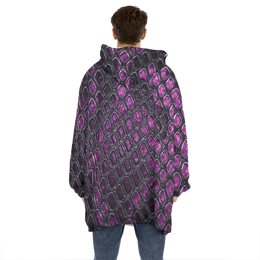 Purple Snakeskin Print Hoodie Blanket