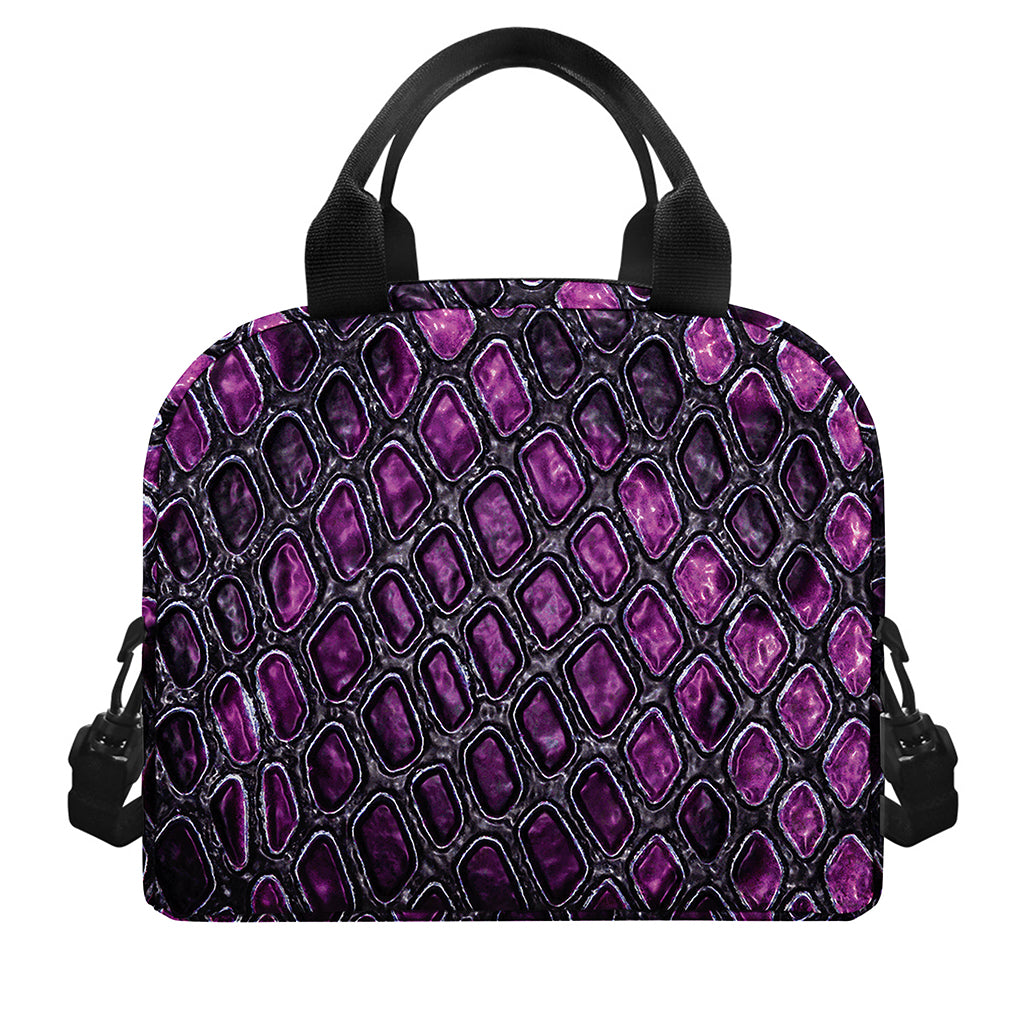 Purple Snakeskin Print Insulated Lunch Bag
