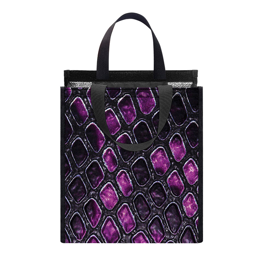 Purple Snakeskin Print Insulated Lunch Tote