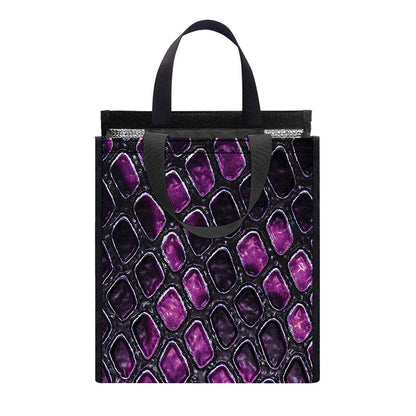 Purple Snakeskin Print Insulated Lunch Tote