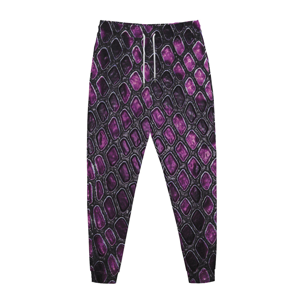 Purple Snakeskin Print Jogger Pants