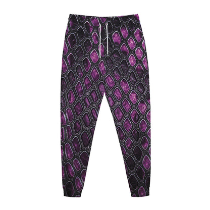 Purple Snakeskin Print Jogger Pants
