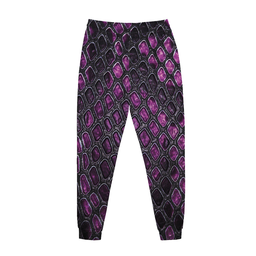 Purple Snakeskin Print Jogger Pants