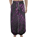 Purple Snakeskin Print Lantern Pants