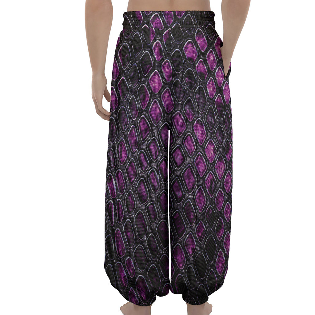 Purple Snakeskin Print Lantern Pants