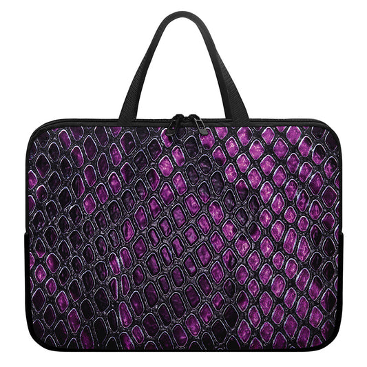 Purple Snakeskin Print Laptop Sleeve With Handle