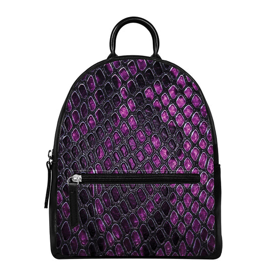 Purple Snakeskin Print Leather Backpack