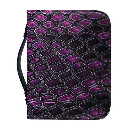 Purple Snakeskin Print Leather Bible Cover