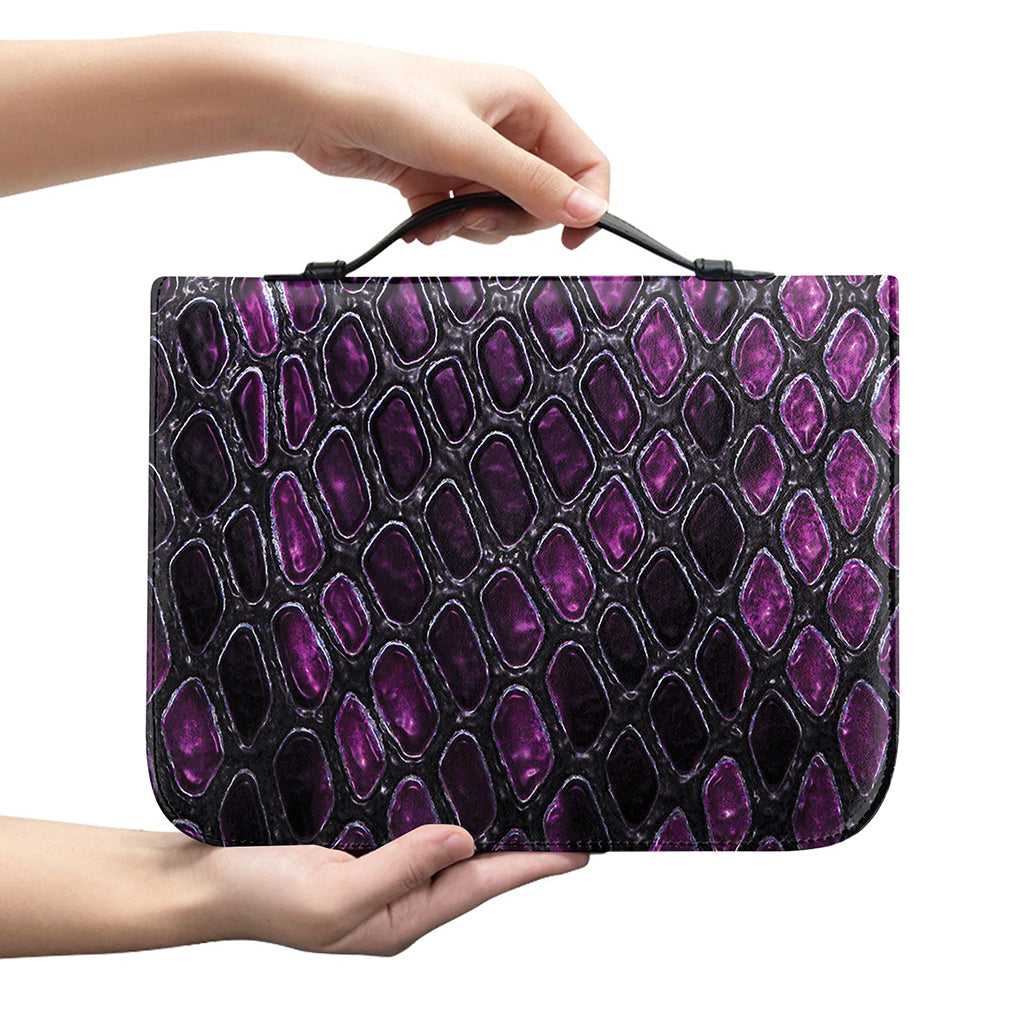 Purple Snakeskin Print Leather Bible Cover