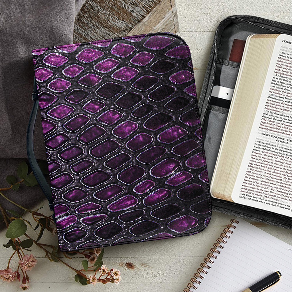 Purple Snakeskin Print Leather Bible Cover