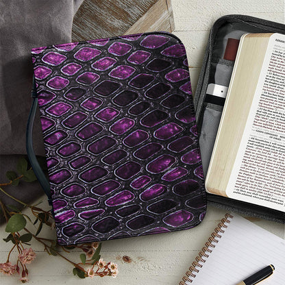 Purple Snakeskin Print Leather Bible Cover
