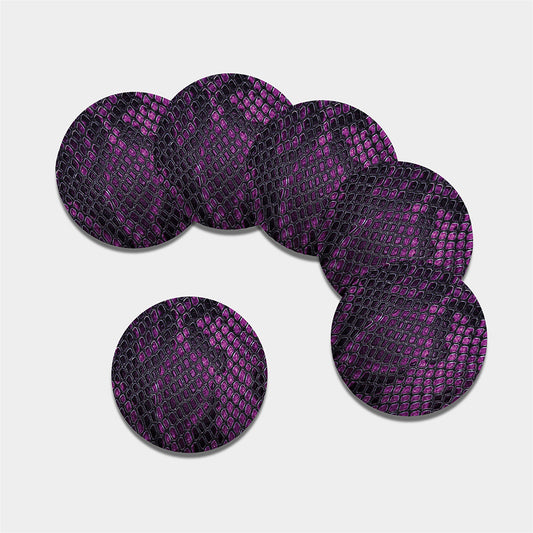 Purple Snakeskin Print Leather Coaster Set