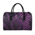 Purple Snakeskin Print Leather Duffel Bag