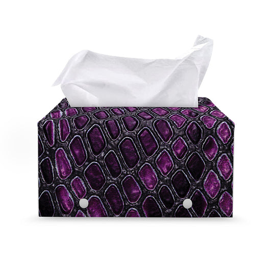Purple Snakeskin Print Leather Tissue Box Cover