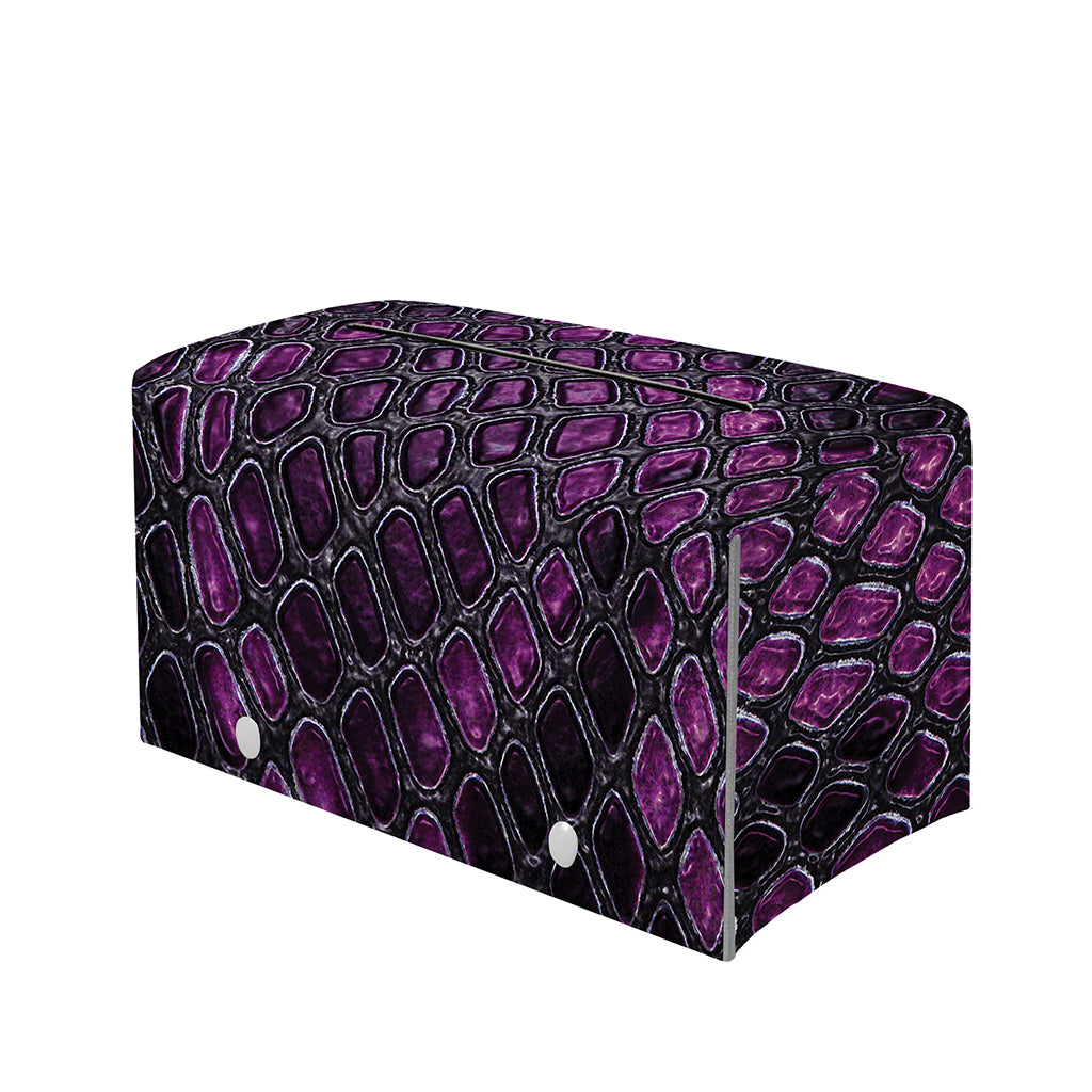 Purple Snakeskin Print Leather Tissue Box Cover
