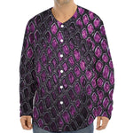 Purple Snakeskin Print Long Sleeve Baseball Jersey