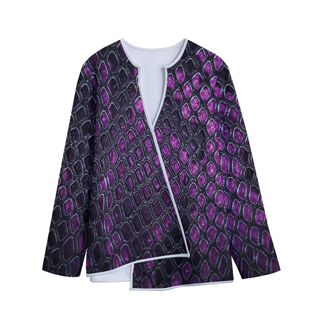 Purple Snakeskin Print Long Sleeve Short Coat