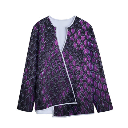 Purple Snakeskin Print Long Sleeve Short Coat