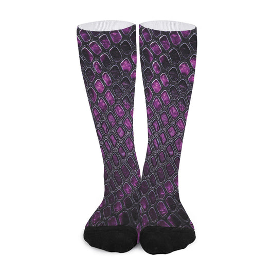 Purple Snakeskin Print Long Socks