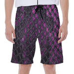 Purple Snakeskin Print Men's Beach Shorts