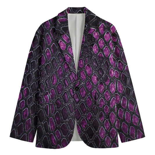 Purple Snakeskin Print Men's Blazer