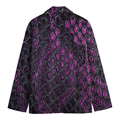 Purple Snakeskin Print Men's Blazer