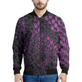 Purple Snakeskin Print Men's Bomber Jacket
