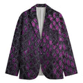 Purple Snakeskin Print Men's Cotton Blazer