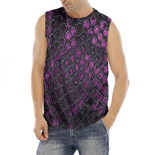 Purple Snakeskin Print Men's Fitness Tank Top