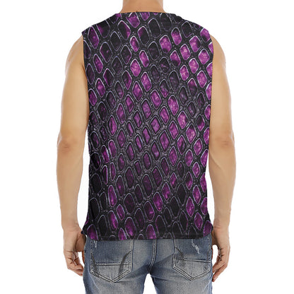 Purple Snakeskin Print Men's Fitness Tank Top