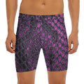 Purple Snakeskin Print Men's Long Boxer Briefs