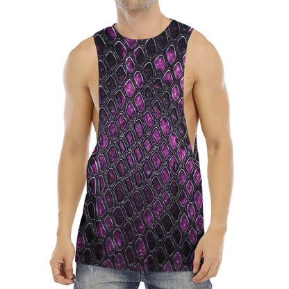 Purple Snakeskin Print Men's Muscle Tank Top