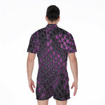 Purple Snakeskin Print Men's Rompers