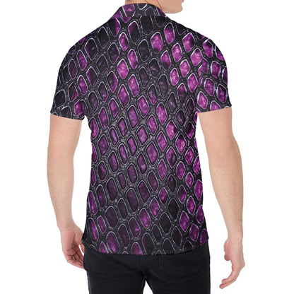 Purple Snakeskin Print Men's Shirt