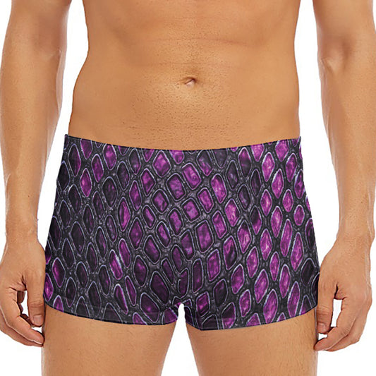 Purple Snakeskin Print Men's Short Boxer Briefs