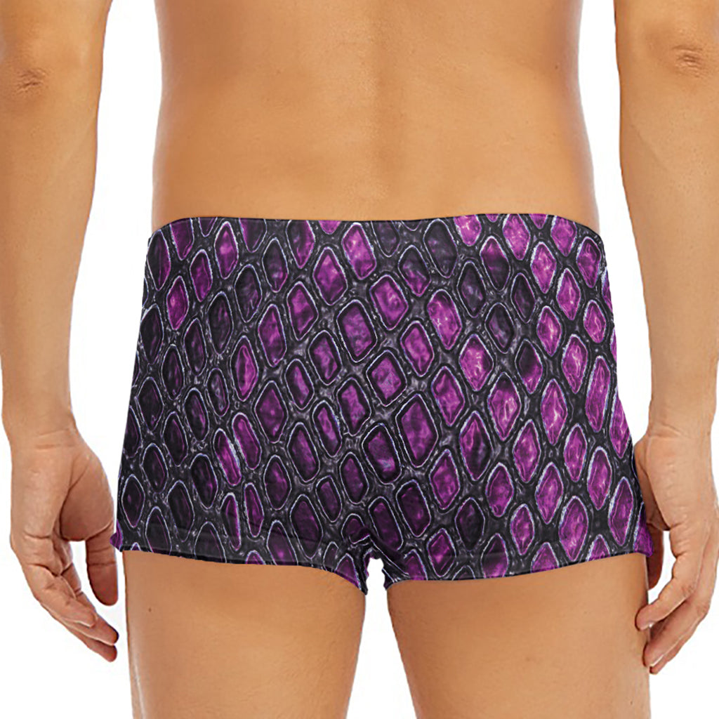 Purple Snakeskin Print Men's Short Boxer Briefs