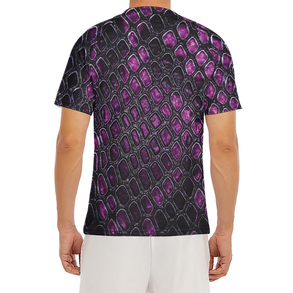 Purple Snakeskin Print Men's Short Sleeve Rash Guard