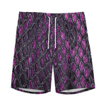 Purple Snakeskin Print Men's Sports Shorts