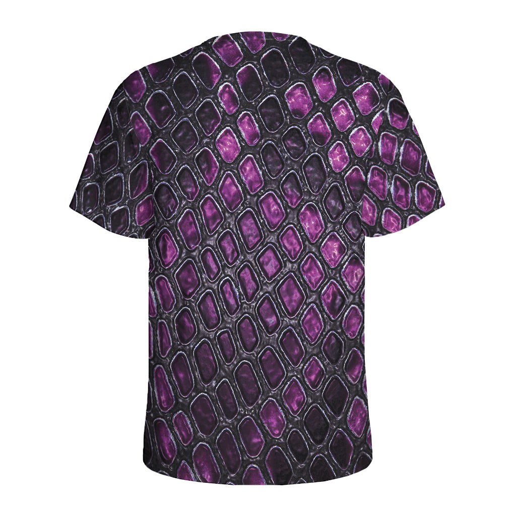 Purple Snakeskin Print Men's Sports T-Shirt
