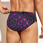 Purple Snakeskin Print Men's Swim Briefs
